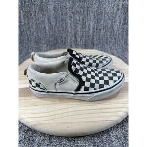 VANS Slip-On Checkerboard Canvas Youth's Size 1y Skate Shoes Beige Black